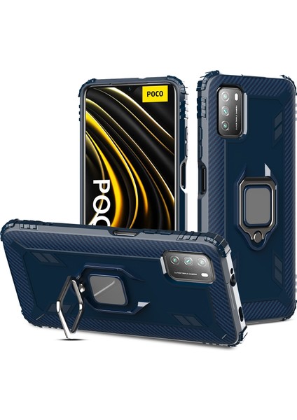 Xiaomi Poco M3-Blue Için Parmak Yüzüklü Tpu Telefon Koruyucu Kabuk (Yurt Dışından)