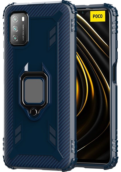 Xiaomi Poco M3-Blue Için Parmak Yüzüklü Tpu Telefon Koruyucu Kabuk (Yurt Dışından)