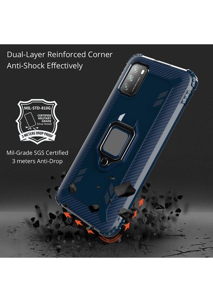 Xiaomi Poco M3-Blue Için Parmak Yüzüklü Tpu Telefon Koruyucu Kabuk (Yurt Dışından)
