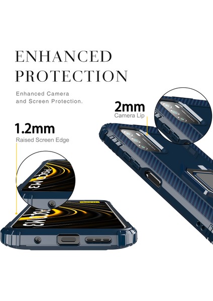 Xiaomi Poco M3-Blue Için Parmak Yüzüklü Tpu Telefon Koruyucu Kabuk (Yurt Dışından)