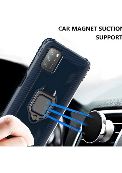 Xiaomi Poco M3-Blue Için Parmak Yüzüklü Tpu Telefon Koruyucu Kabuk (Yurt Dışından)