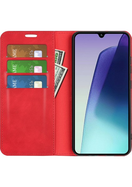 Xiaomi Redmi 14C 4g Kılıf Skin-Touch Deri Cüzdan Telefon Kapağı-Kırmızı (Yurt Dışından) fiyatları