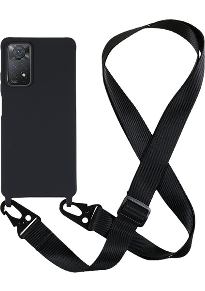 Xiaomi Redmi Note 11 Pro 4g(Mediatek) Tpu Kapaklı Mat Telefon Kılıfı, Geniş Kordonlu-Siyah (Yurt Dışından)
