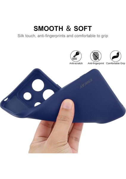 Xiaomi Xiaomi Poco X6 5g Silikon Kılıf Düz Kenar Telefon Kapağı + 9h Cam Koruyucu-Koyu Mavi Için (Yurt Dışından) modelleri