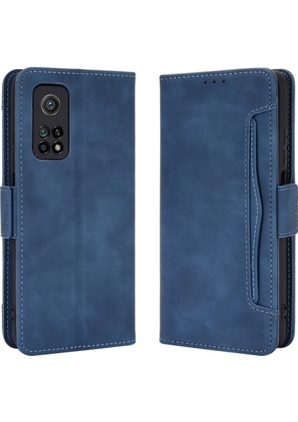 Xiaomi Redmi K30S-BLUE Için Çoklu Kart Yuvaları Deri Cüzdan Telefon Kılıfı (Yurt Dışından) modelleri