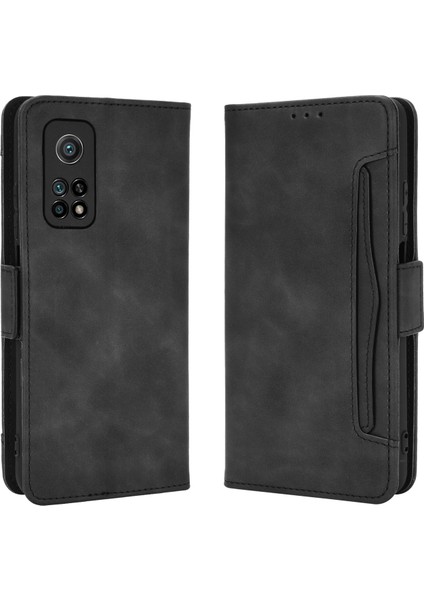 Xiaomi Redmi K30S-BLACK Için Çoklu Kart Yuvaları Deri Cüzdan Telefon Kılıfı (Yurt Dışından)