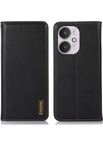 Xiaomi Redmi 13C 4g/5g Telefon Kılıfı Hakiki Inek Deri Kapak-Siyah (Yurt Dışından)