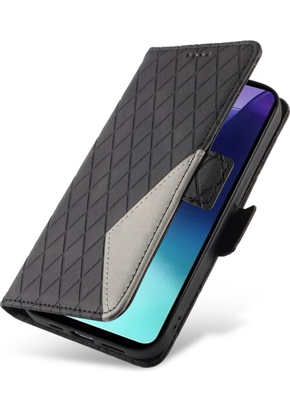 Xiaomi Redmi Için 14C 4g Kılıf Eşkenar Dörtgen Pu Deri Flip Cüzdan Telefon Kapağı-Siyah (Yurt Dışından) indirimleri
