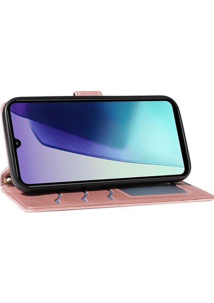 Xiaomi Redmi Için 14C 4g Kılıf Cüzdan Eşkenar Dörtgen Deri Telefon Kılıfı, Omuz Askılı, Bilek Kayışı-Gül Altın (Yurt Dışından) fırsatları