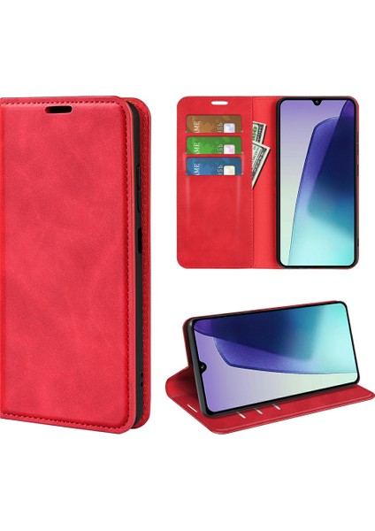 Xiaomi Redmi 14C 4g Kılıf Skin-Touch Deri Cüzdan Telefon Kapağı-Kırmızı (Yurt Dışından) indirimleri