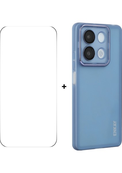 Xiaomi Xiaomi Poco X6 5g Kılıf Mat Tpu Telefon Kapağı Lens Filmi + 9h Cam Koruyucu-Mavi Için (Yurt Dışından)