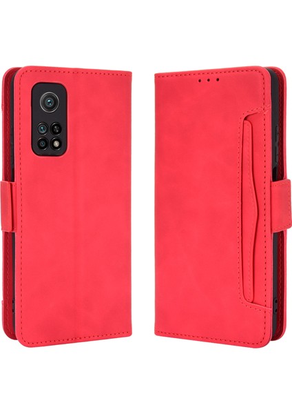 Xiaomi Redmi K30S-RED Için Çoklu Kart Yuvaları Deri Cüzdan Telefon Kılıfı (Yurt Dışından) modelleri