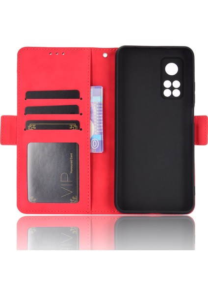 Xiaomi Redmi K30S-RED Için Çoklu Kart Yuvaları Deri Cüzdan Telefon Kılıfı (Yurt Dışından) indirimleri