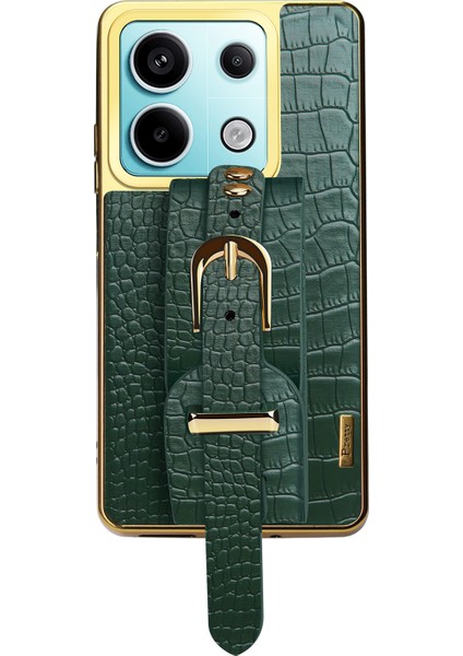 Xiaomi Redmi Note 13 Pro 5g Kılıf Deri+Tpu Çizilmez Telefon Kılıfı - Bileklik-Yeşil (Yurt Dışından)