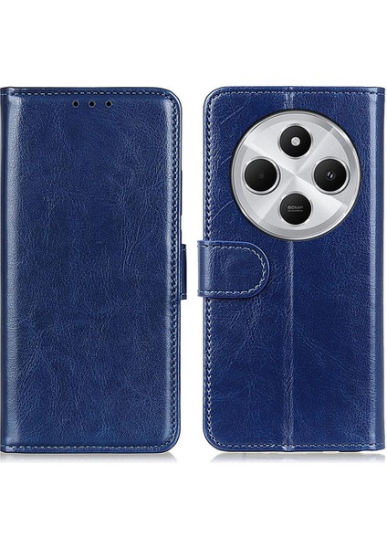 Xiaomi Redmi Için 14C 4g Kılıf Crazy Horse Doku Pu Deri Telefon Standı Kapak-Mavi (Yurt Dışından)