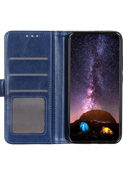 Xiaomi Redmi Için 14C 4g Kılıf Crazy Horse Doku Pu Deri Telefon Standı Kapak-Mavi (Yurt Dışından) fırsatları
