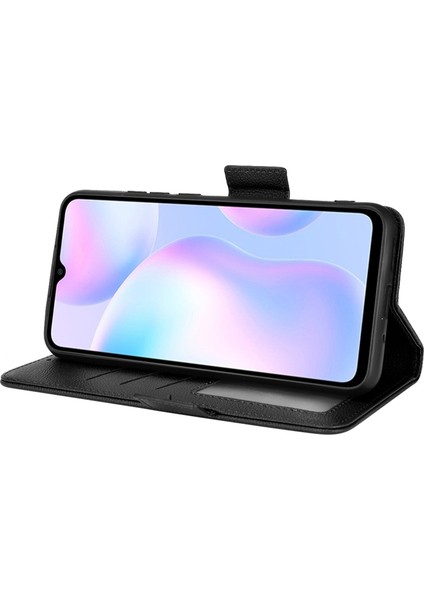 Xiaomi Redmi 9A Litchi Doku Çizilmeye Dayanıklı Pu Deri Cüzdan Telefon Kılıfı Için Stand-Siyah (Yurt Dışından) indirimleri