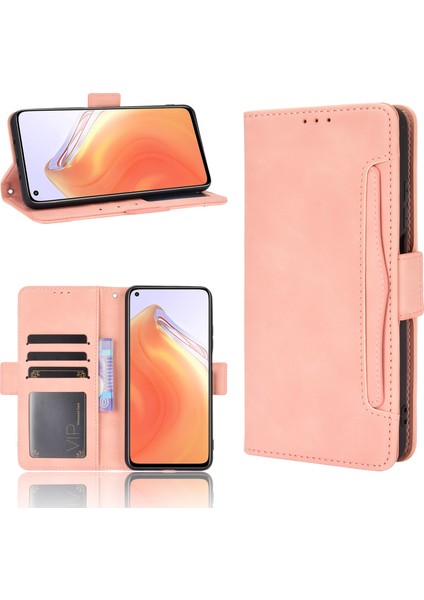 Xiaomi Redmi K30S-PEMBE Için Çoklu Kart Yuvaları Deri Cüzdan Telefon Kılıfı (Yurt Dışından)