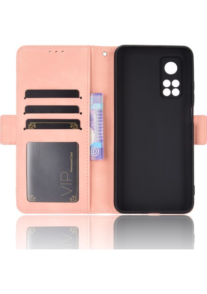 Xiaomi Redmi K30S-PEMBE Için Çoklu Kart Yuvaları Deri Cüzdan Telefon Kılıfı (Yurt Dışından) indirimleri