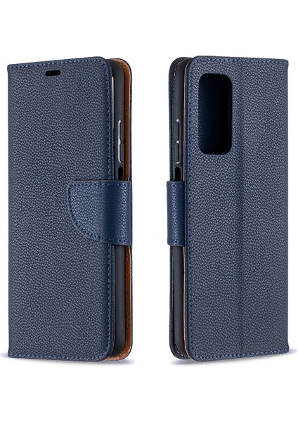 Xiaomi Redmi K30S-KOYU Mavi Için Litchi Deri Cüzdan Deri Stand Kılıfı (Yurt Dışından) fırsatları