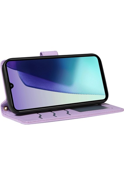 Xiaomi Redmi Için 14C 4g Kılıf Omuz Askılı Eşkenar Dörtgen Deri Telefon Kılıfı, Bilek Kayışı-Açık Mor (Yurt Dışından) fırsatları