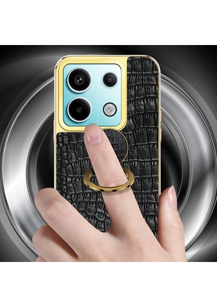 Xiaomi Redmi Note 13 Pro 5g Cep Telefonu Kılıfı Timsah Dokulu Deri + Halkalı Tpu Kapak Kickstand-Beyaz (Yurt Dışından)