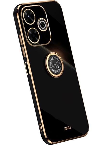 Xiaomi Redmi 13 5g/4g Kılıf Halka Kickstand Galvanik Tpu Telefon Kapağı-Siyah Için (Yurt Dışından)