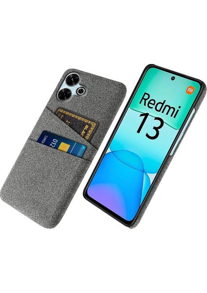 Xiaomi Redmi 13 4g Kılıf Bezi + Çift Kart Yuvalı Sert Pc Telefon Kapağı-Gri (Yurt Dışından)