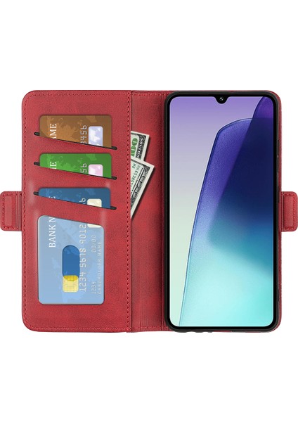 Xiaomi Redmi 14C 4g Standlı Kılıf Buzağı Dokulu Deri Cüzdan Telefon Kapağı-Kırmızı (Yurt Dışından) modelleri
