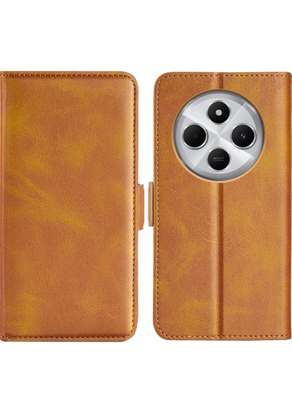 Xiaomi Redmi 14C 4g Standlı Kılıf Buzağı Dokulu Deri Cüzdan Telefon Kapağı-Sarı (Yurt Dışından)