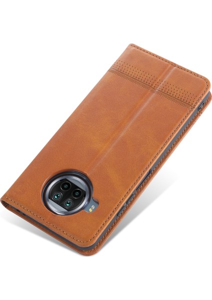 Xiaomi Mi 10T Lite 5g-Kahverengi Için Otomatik Emilmiş Deri Kabuk Stand Kılıfı (Yurt Dışından)