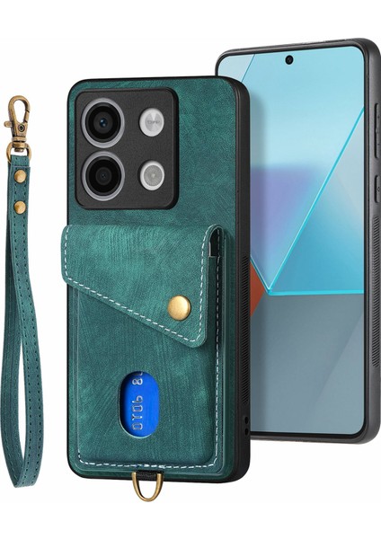 D1 Xiaomi Poco X6 5g Retro Kılıf Kart Yuvası Kickstand Deri + Tpu Telefon Kapağı-Yeşil (Yurt Dışından) modelleri