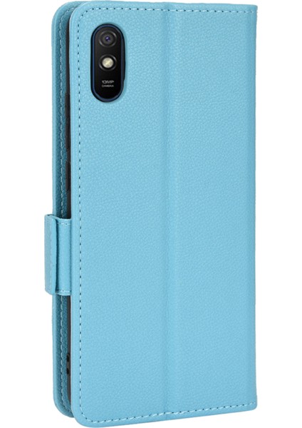 Xiaomi Redmi 9A Litchi Doku Çizilmeye Dayanıklı Pu Deri Cüzdan Telefon Kılıfı Stand-Bebek Mavisi Için (Yurt Dışından) modelleri