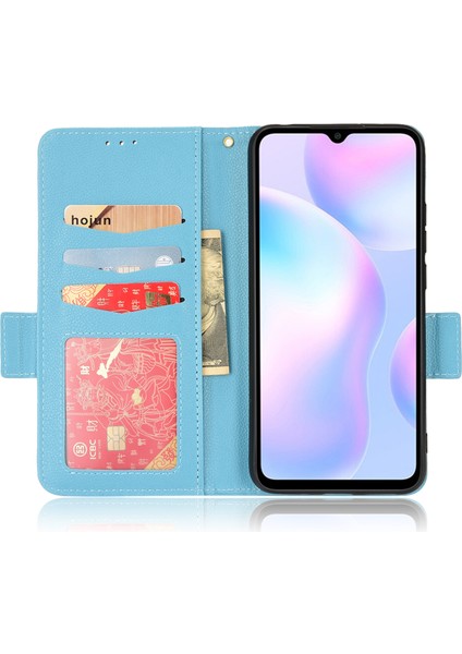 Xiaomi Redmi 9A Litchi Doku Çizilmeye Dayanıklı Pu Deri Cüzdan Telefon Kılıfı Stand-Bebek Mavisi Için (Yurt Dışından) fırsatları