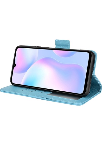 Xiaomi Redmi 9A Litchi Doku Çizilmeye Dayanıklı Pu Deri Cüzdan Telefon Kılıfı Stand-Bebek Mavisi Için (Yurt Dışından) indirimleri