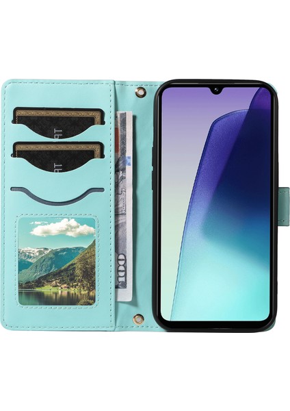 Xiaomi Redmi 14C 4g Kılıf Cüzdan Eşkenar Dörtgen Deri Telefon Kılıfı, Omuz Askılı, Bilek Askısı-Yeşil (Yurt Dışından) modelleri