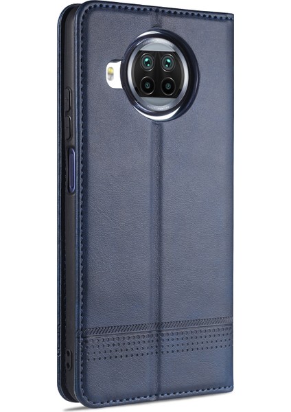 Xiaomi Mi 10T Lite 5g-Mavi Için Otomatik Emilmiş Deri Kabuk Stand Kılıfı (Yurt Dışından)