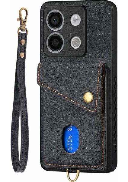 D1 Xiaomi Poco X6 5g Retro Kılıf Kart Yuvası Kickstand Deri + Tpu Telefon Kapağı-Siyah (Yurt Dışından) fırsatları