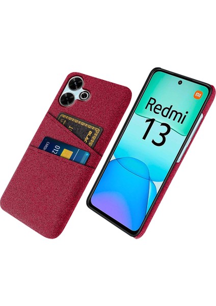 Xiaomi Redmi 13 4g Kılıf Bezi + Çift Kart Yuvalı Sert Pc Telefon Kapağı-Kırmızı (Yurt Dışından)