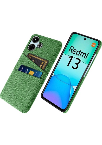 Xiaomi Redmi 13 4g Kılıf Bezi + Çift Kart Yuvalı Sert Pc Telefon Kapağı-Yeşil (Yurt Dışından)
