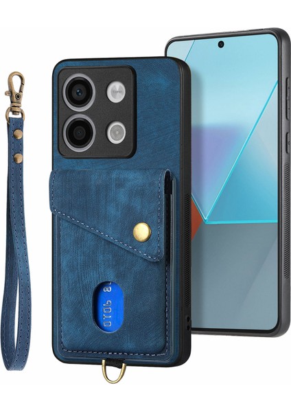 D1 Xiaomi Poco X6 5g Retro Kılıf Kart Yuvası Kickstand Deri + Tpu Telefon Kapağı-Mavi (Yurt Dışından) modelleri