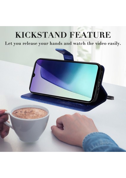 Xiaomi Redmi 14C 4g Kılıf Deri Telefon Kapağı-Mavi Baskı Çiçek (Yurt Dışından) indirimleri