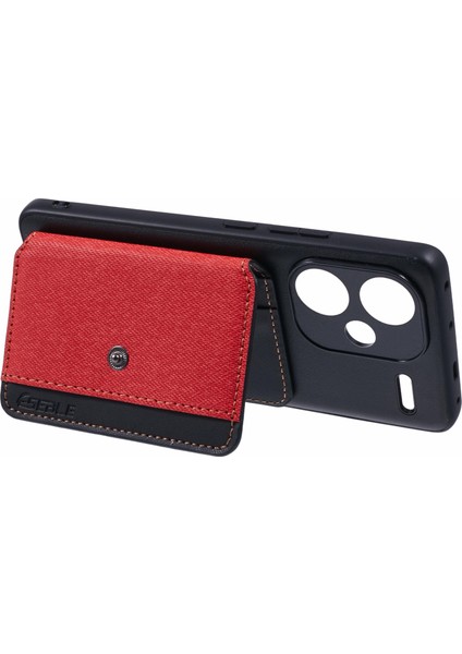 Xiaomi Redmi Note 13 Pro+5g Telefon Kılıfı Yapışkanlı Kart Çantası Renk Eşleştirmesi Kickstand-Kırmızı (Yurt Dışından) fırsatları