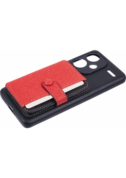 Xiaomi Redmi Note 13 Pro+5g Telefon Kılıfı Yapışkanlı Kart Çantası Renk Eşleştirmesi Kickstand-Kırmızı (Yurt Dışından) indirimleri