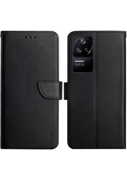 Xiaomi Poco F4 5g Çizilmez Hakiki Deri Cüzdan Çevirme Telefon Kılıfı Nappa Doku Görüntüleme Standı Manyetik Telefon Koruyucu-Siyah (Yurt Dışından)