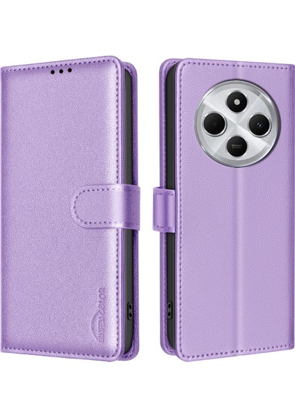 Xiaomi Redmi 14C 4g Deri Kılıf Cüzdan Rfıd Engelleme Telefon Kapağı-Mor Için (Yurt Dışından)