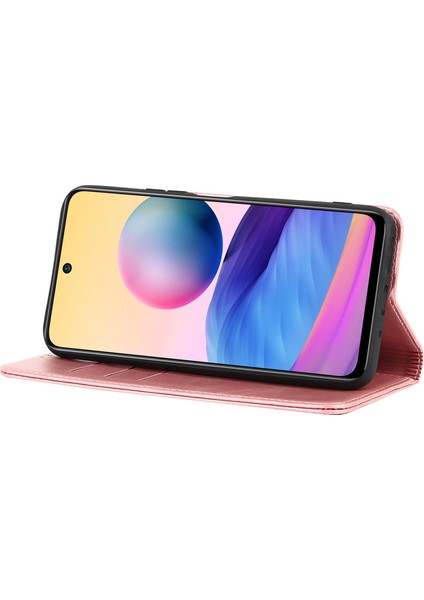 Manyetik Emme Pu Deri Darbeye Dayanıklı Tpu Standı Flip Cüzdan Telefon Kapağı Xiaomi Redmi Için Not 10 Je-Gül Altın (Yurt Dışından)