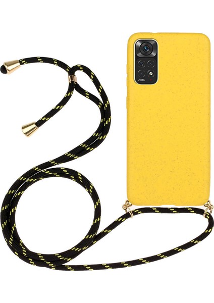 Xiaomi Redmi Için Not 11 4g(Qualcomm) Hafif Ince Çevre Dostu Buğday Samanı + Ayarlanabilir Kordonlu Yumuşak Tpu Cep Telefonu Kılıfı-Sarı (Yurt Dışından)