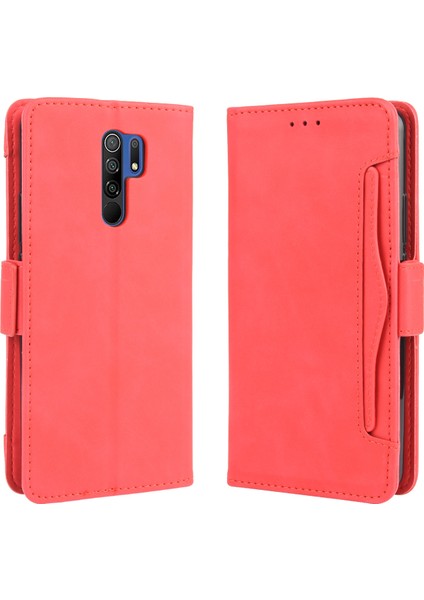 Xiaomi Redmi 9 Prime(Hindistan) Için Cüzdan Standı Flip Deri Telefon Kapağı Çoklu Kart Sahipleri Tasarım Telefon Kılıfı-Kırmızı (Yurt Dışından) fırsatları