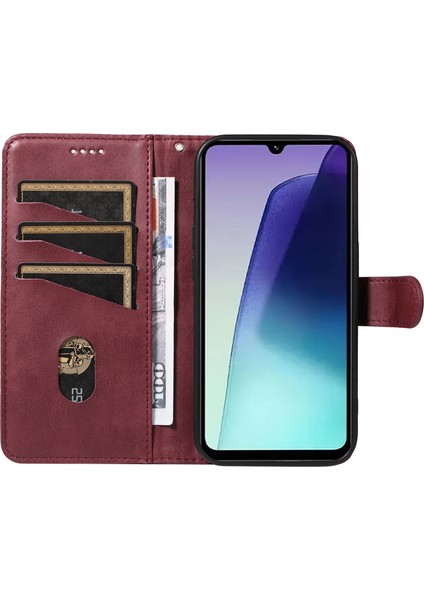 Xiaomi Redmi 14C 4g Kılıf Kapaklı Cüzdan T-Şekil Hatları Deri Telefon Kapağı-Şarap Kırmızısı Için (Yurt Dışından) fiyatları